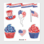 Sticker États-Unis Juillet 4 Fête (Feuille)