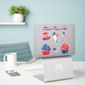 Sticker États-Unis Juillet 4 Fête (Ordinateur portable sur le bureau)