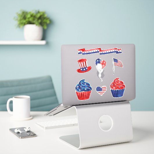 Sticker États-Unis Juillet 4 Fête (Ordinateur portable sur le bureau)