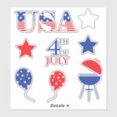 Sticker États-Unis Juillet 4 Fête (Feuille)