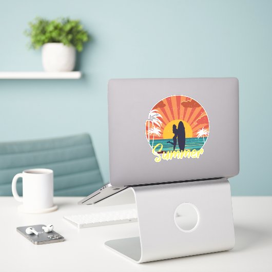Sticker Été (Ordinateur portable sur le bureau)