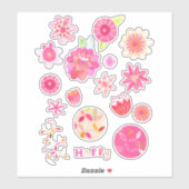 Sticker Été moderneFleurs et fleurs d'aquarelle (Feuille)