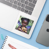 Sticker Ethereal Fairy Girl and Teddy Bear (Ordinateur portable avec iPhone)