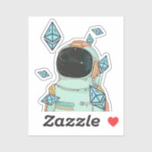 Sticker Ethereum À La Lune ETH Space Man Merch (Feuille)