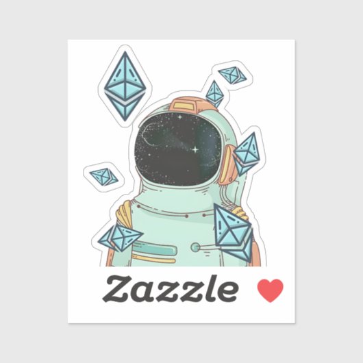 Sticker Ethereum À La Lune ETH Space Man Merch (Feuille)