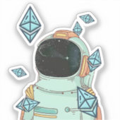Sticker Ethereum À La Lune ETH Space Man Merch (Recto)