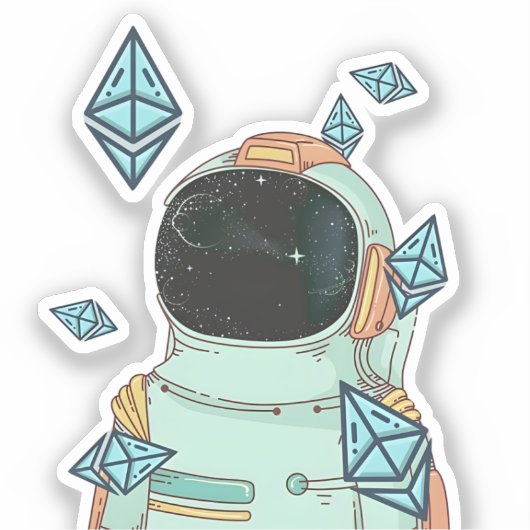 Sticker Ethereum À La Lune ETH Space Man Merch (Recto)