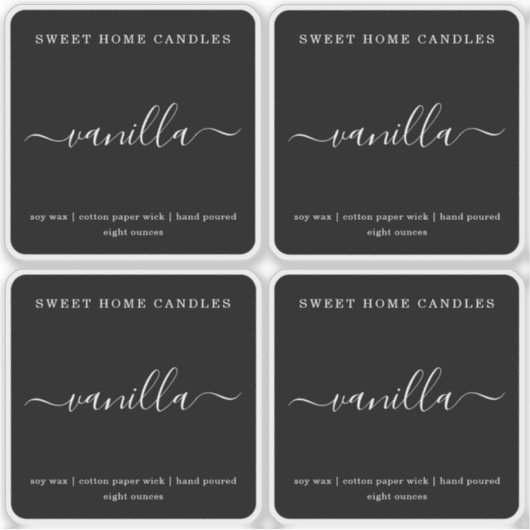 Sticker Étiquette à bougie personnalisée en noir b (Devant)