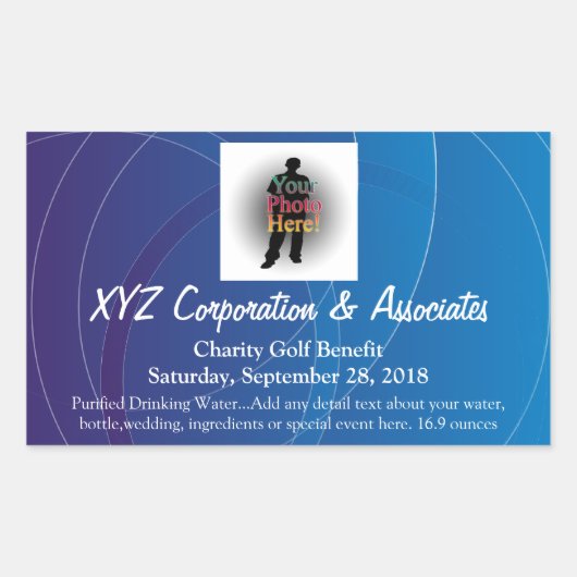 Sticker Étiquette à bouteille d'eau bleu personnal (Devant)