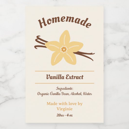 Sticker Étiquette à bouteille d'extrait de vanille (Étiquettes simples)