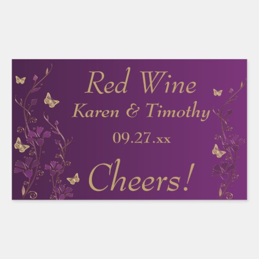 Sticker Étiquette à vin floral à papillon bleu et  (Devant)