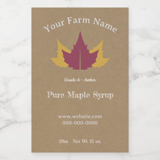 Sticker Étiquette au sirop d'érable rustique (Étiquettes simples)
