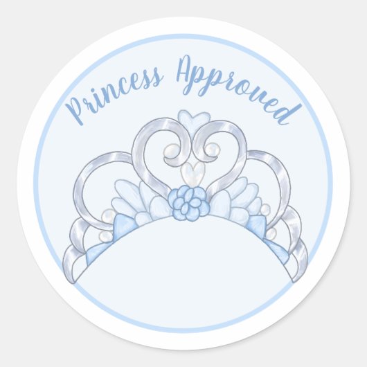 Sticker Étiquette bleu "Princesse approuvée" (Devant)