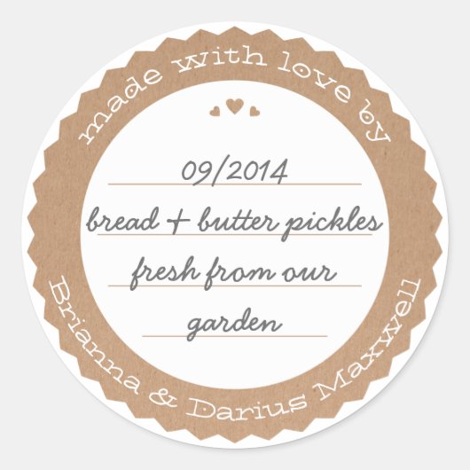 Sticker Étiquette cadeau alimentaire Cercle Kraft  (Devant)