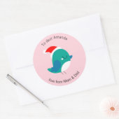 Sticker Étiquette cadeau Oiseau rose personnalisé (Enveloppe)