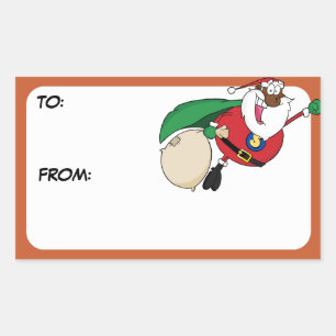 Sticker étiquette cadeau Superhero Black Père Noël