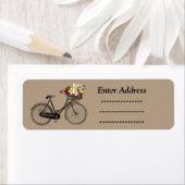 Sticker étiquette de adresse à fleurs de bicyclett (En situation)