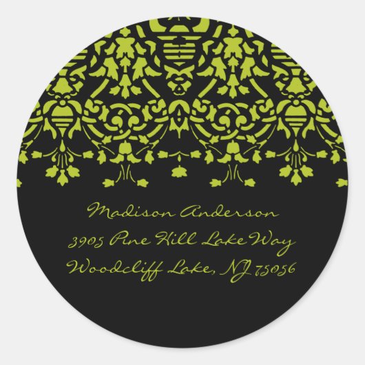 Sticker Étiquette de adresse élégant vert et noir  (Devant)