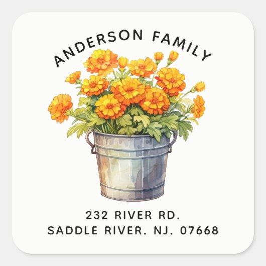 Sticker Étiquette de adresse Marigold Flowers (Devant)