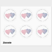 Sticker Étiquette de adresse rond Coeurs d'aquarel (Feuille)