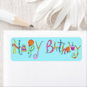Sticker Étiquette de adresse Turquoise Happy Birth (En situation)
