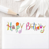 Sticker Étiquette de adresse White Happy Birthday (En situation)