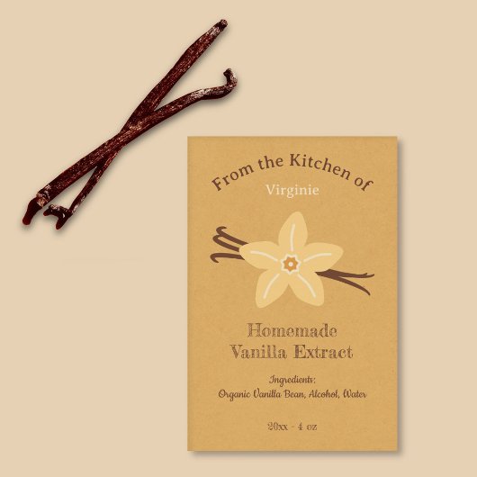 Sticker Étiquette de bouteille d'extrait de vanill