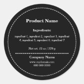 Sticker Étiquette de liste d'ingrédients noirs (Devant)