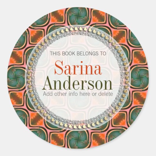Sticker étiquette de livre cadeau Orange Green Fre (Devant)