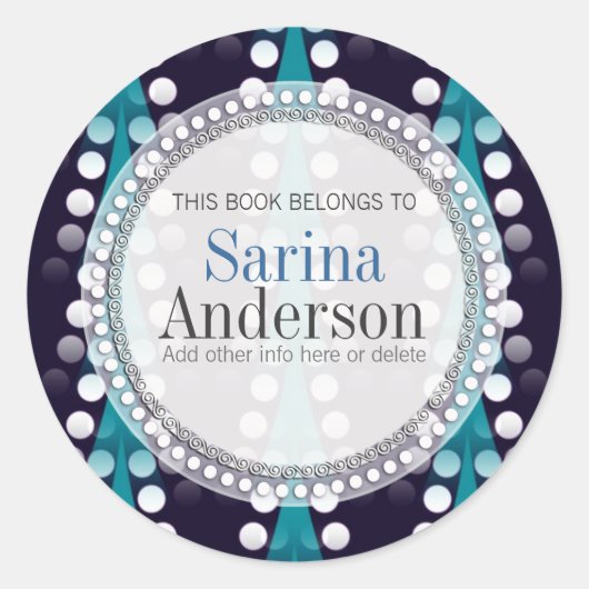 Sticker étiquette de livre-cadeau turquoise Flèche (Devant)