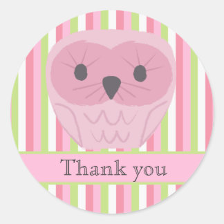 Sticker Étiquette de Merci de Chouette rose