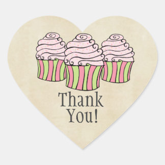 Sticker Étiquette de Merci de coeur de Cupcakes ro