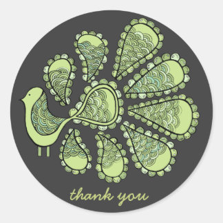 Sticker Étiquette de Merci de Peacock Vert Midori