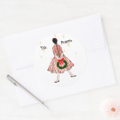 Sticker Étiquette de Noël fille du milieu du siècl (Enveloppe)