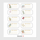 Sticker Étiquette de Noël Floral & Gold 10 pc (Feuille)