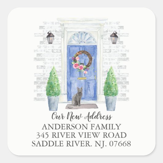 Sticker Étiquette de nouvelle adresse Blue Russian (Devant)