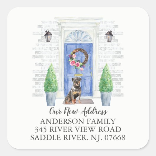 Sticker Étiquette de nouvelle adresse Rottweiler B (Devant)