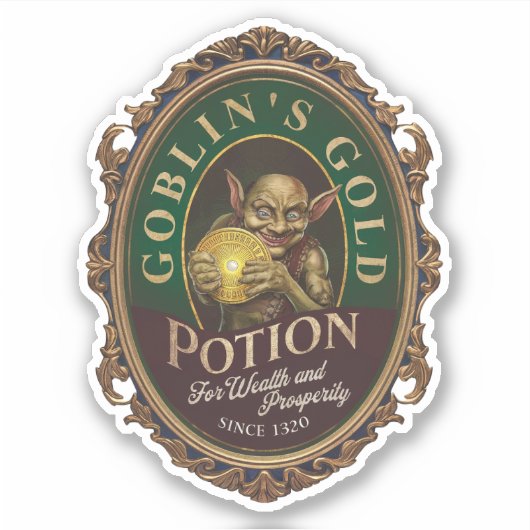 Sticker Étiquette de potion d'or de Goblin (Devant)