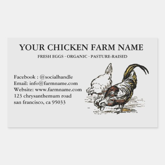 Sticker Étiquette de poulet modifiable pour l'élev (Devant)