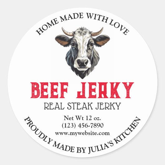 Sticker Étiquette de produit Jerky de boeuf (Devant)