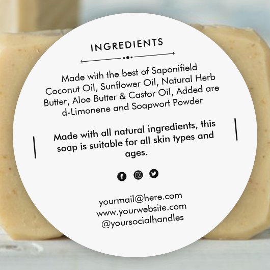 Sticker Étiquette de produit pour barres de savon 