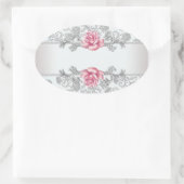 Sticker Étiquette d'enveloppe rose Damas blanc (Sac)