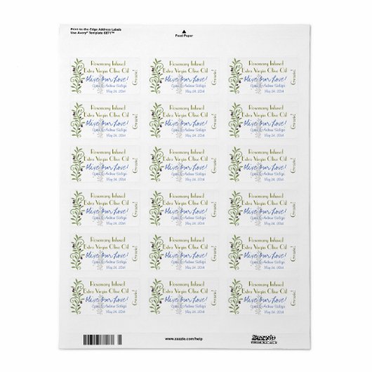 Sticker Étiquette d'huile d'olive (Feuille entière)