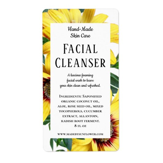 Sticker Étiquette d'ingrédients de tournesol (Devant)