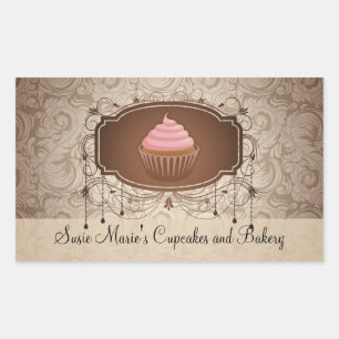 Sticker Étiquette Glamor Mocha Damask Cupcake