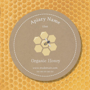 Sticker Étiquette Kraft Rustic Honey Jar pour apic