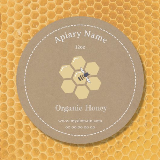 Sticker Étiquette Kraft Rustic Honey Jar pour apic