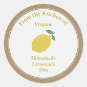 Sticker Étiquette Kraft Rustic Jam, Lemon ou Lemon (Devant)