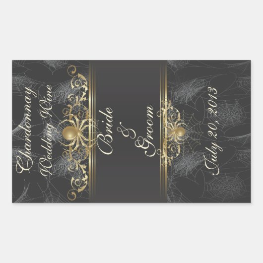 Sticker Étiquette Mariage Gold Spiders (Devant)