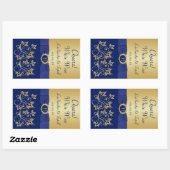 Sticker Étiquette Monogram Blue, Gold Floral (Feuille)